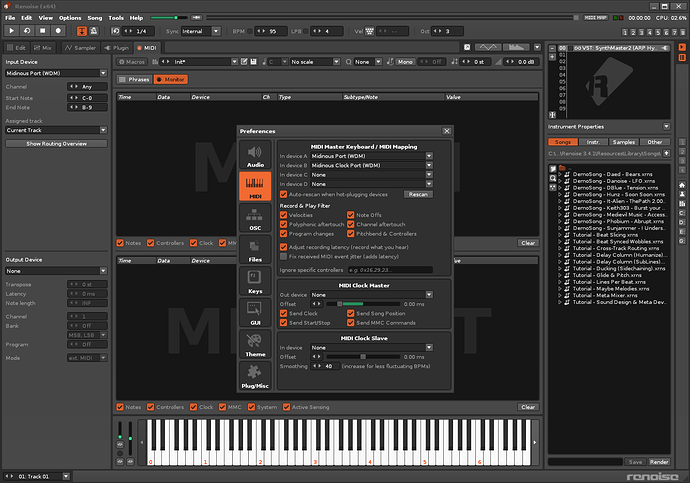 renoise midi