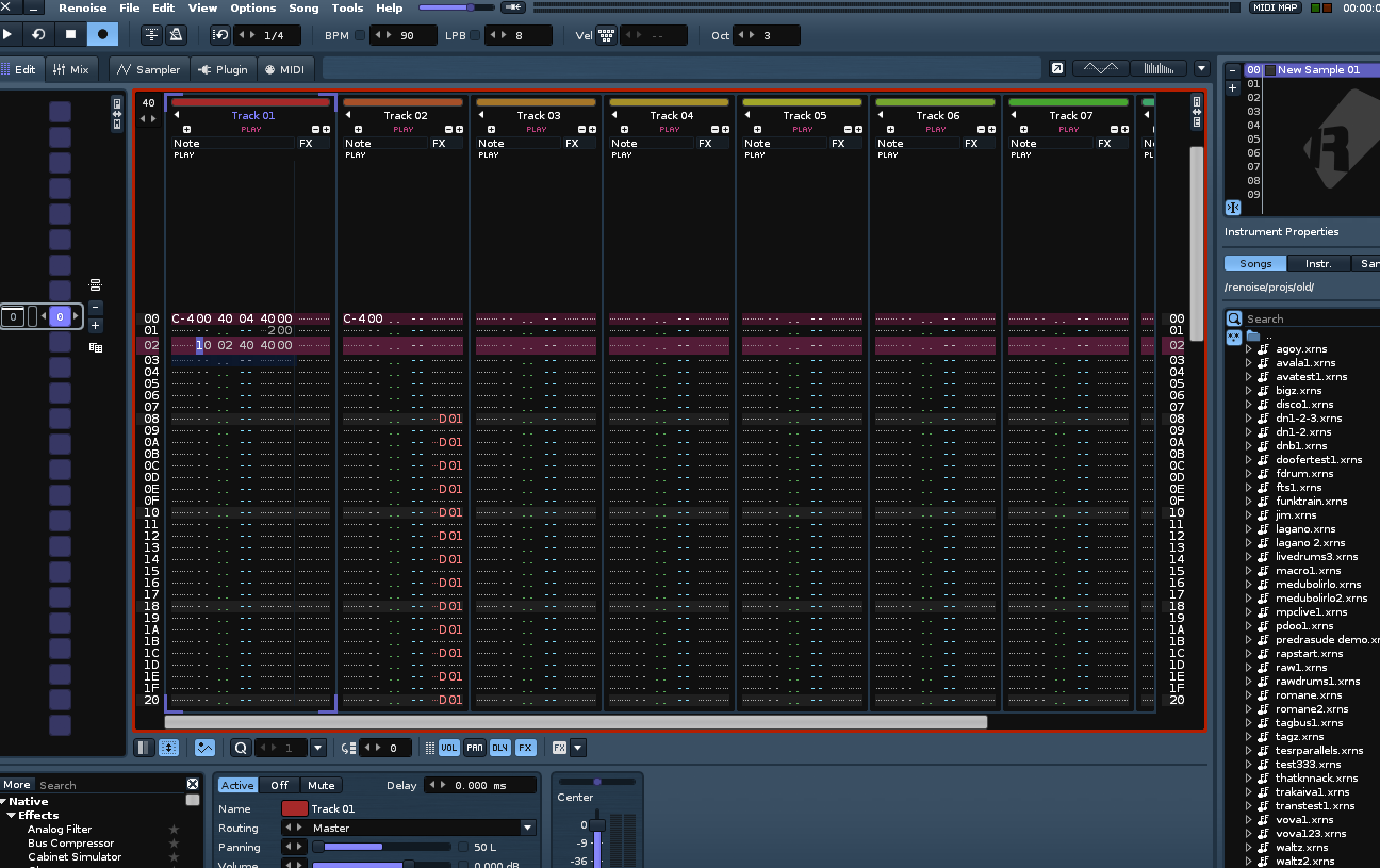 renoise volume column