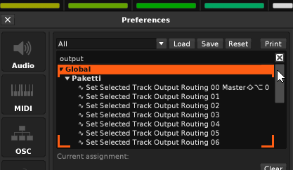 selected track output routing